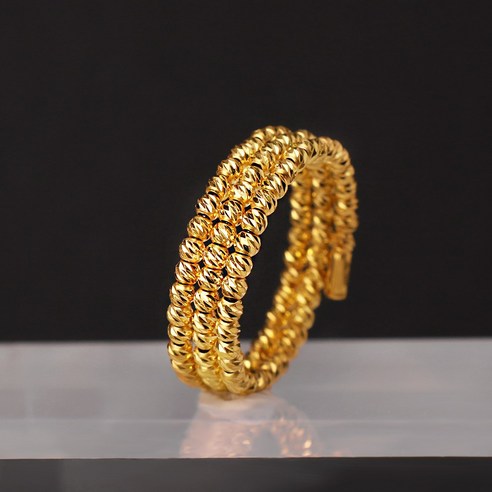 주리에떼 24K 순금 컷팅볼 레이어드 링 볼드 코첼라 세줄 반지